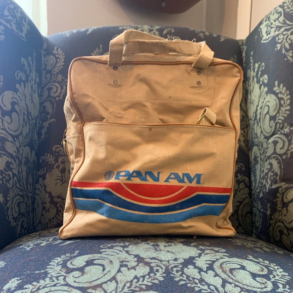 Vintage Pan Am Flight Attendant Carry On Bag Tan